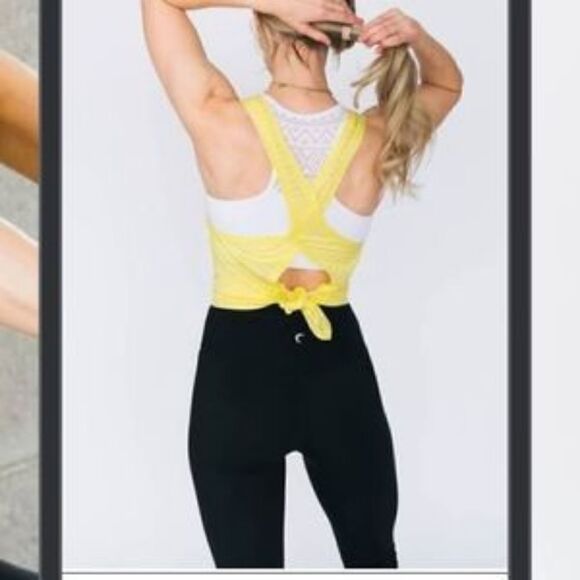 Zyia Nimbus Lemon Yellow Split Back Tank Top - Picture 2 of 5